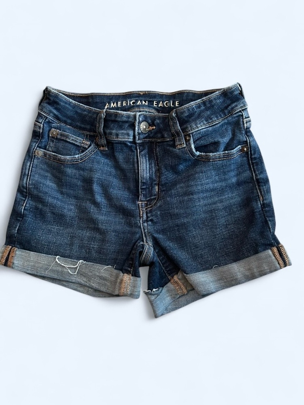 American Eagle Custom Painted Denim Shorts - Size 0 - Picture 2 of 4